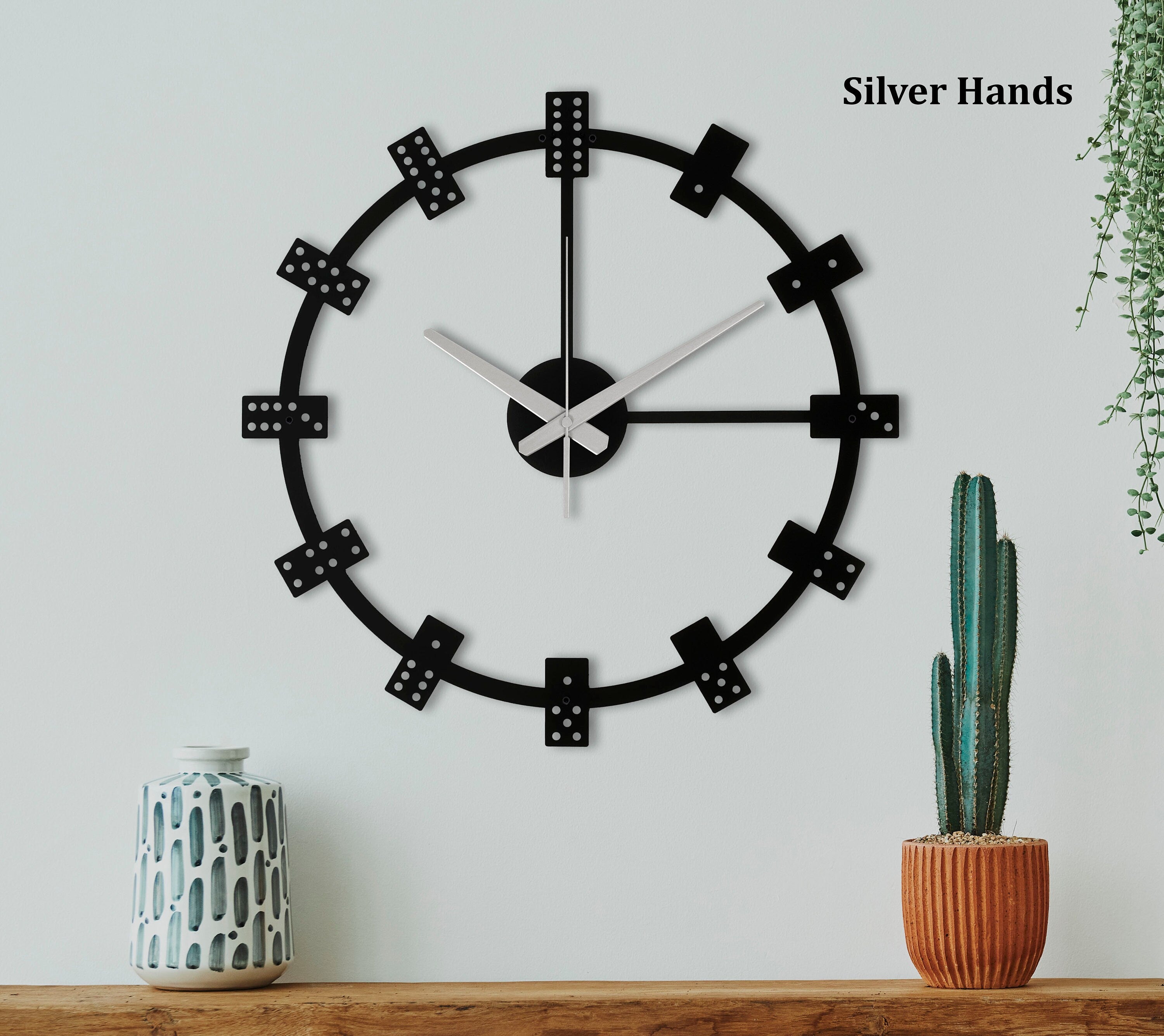 Domino Modern Wall Clock, Metal Wall Clock, Home Decor And Gifts, Unique Wall Clock, Game Room Clock, Oversized Wall Clock, Clocks For Wall