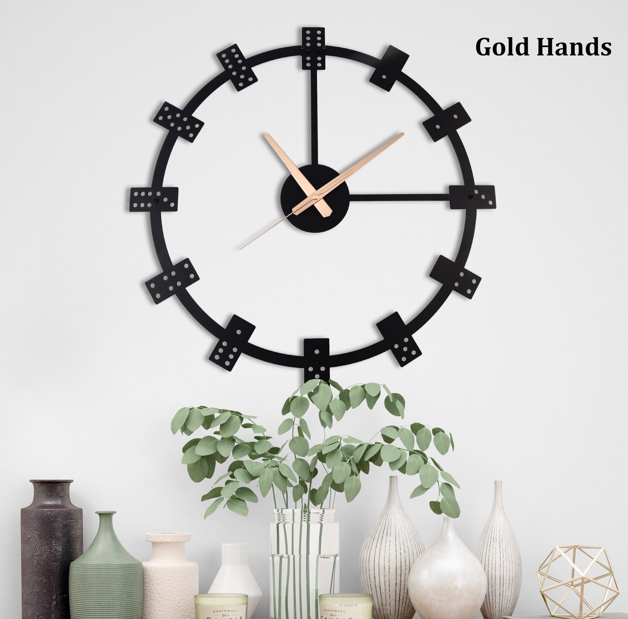 Domino Modern Wall Clock, Metal Wall Clock, Home Decor And Gifts, Unique Wall Clock, Game Room Clock, Oversized Wall Clock, Clocks For Wall