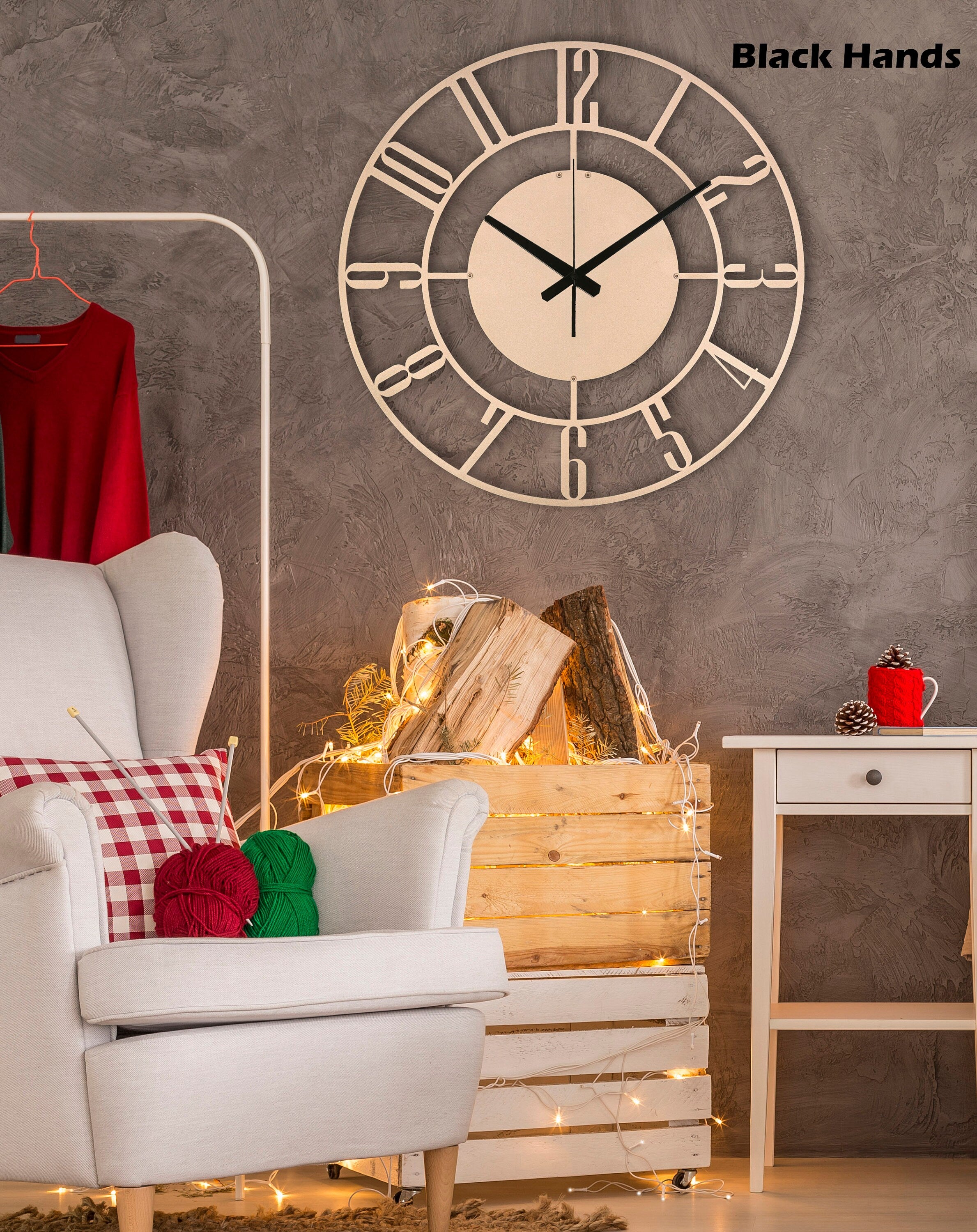 Soft Copper Wall Clock, Modern Wall Clock, Large Wall Clock, Unique Wall Clock, Silent Decorative Clock, Small Wall Clock, Laser Cut Clock