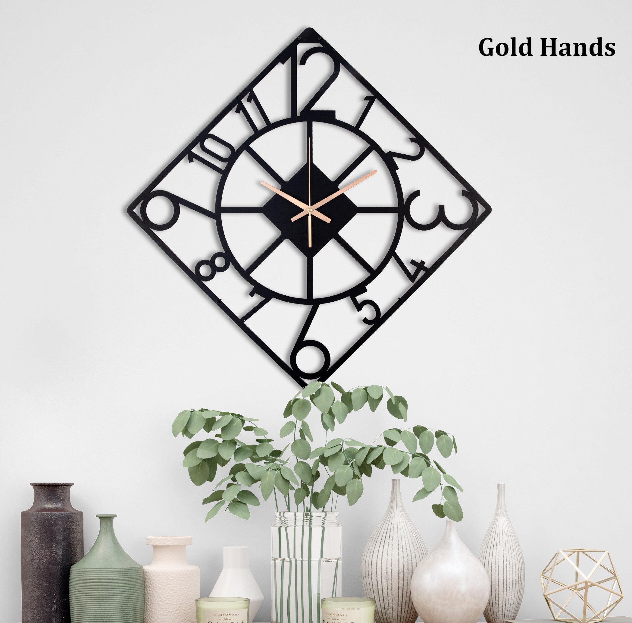 Square Wall Clock, Modern Wall Clock, Home Decor And Gifts, Unique Wall Clock, Metal Wall Clock, Outdoor Clock With Numbers, Laser Cut Clock