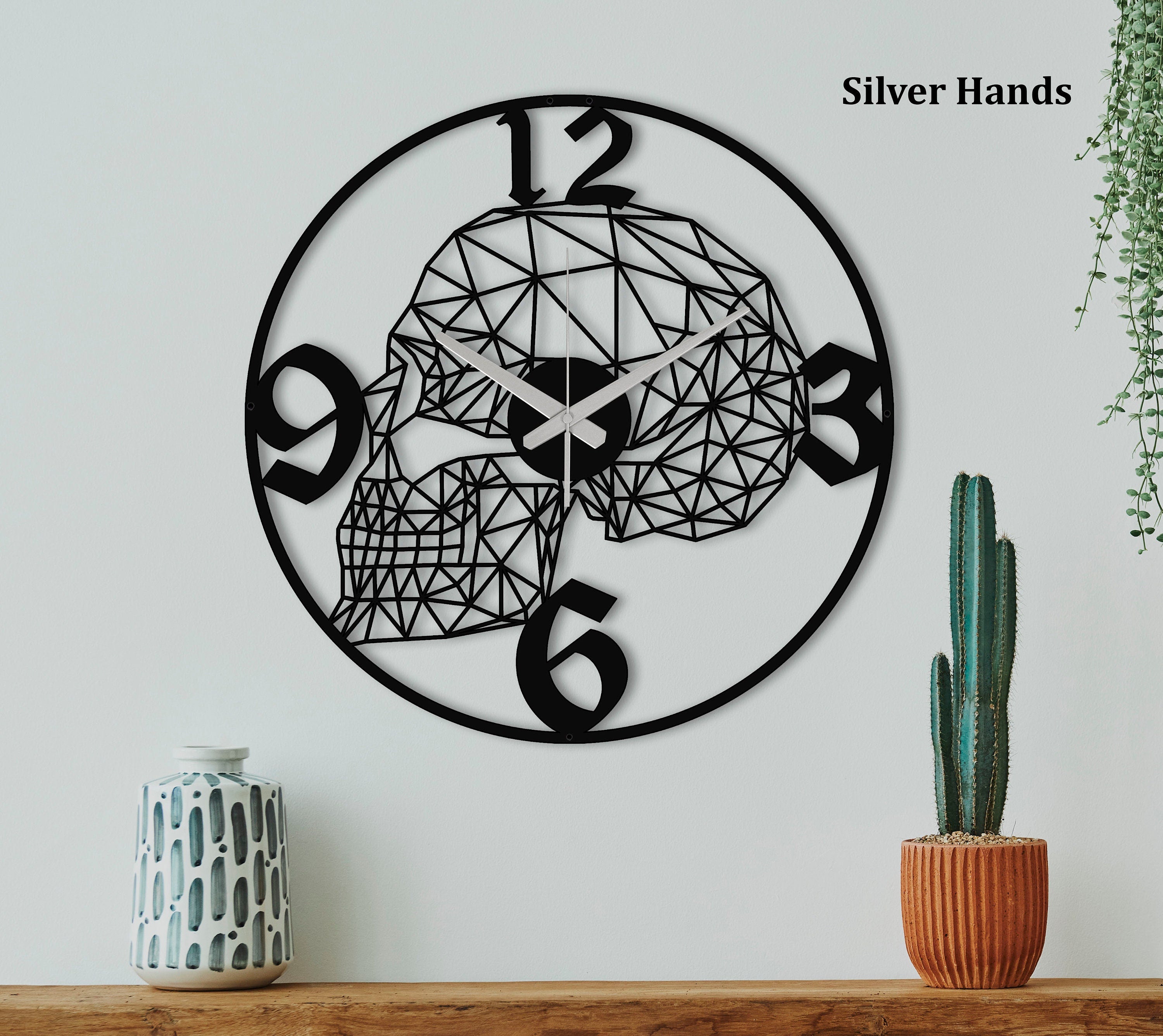 Skull Clock, Skull Oversize Wall Clock, Gothic Wall Clock, Unique Wall Clock, Silent Large Skull Wall Clock, Laser Cut Clock, Big Wall Clock