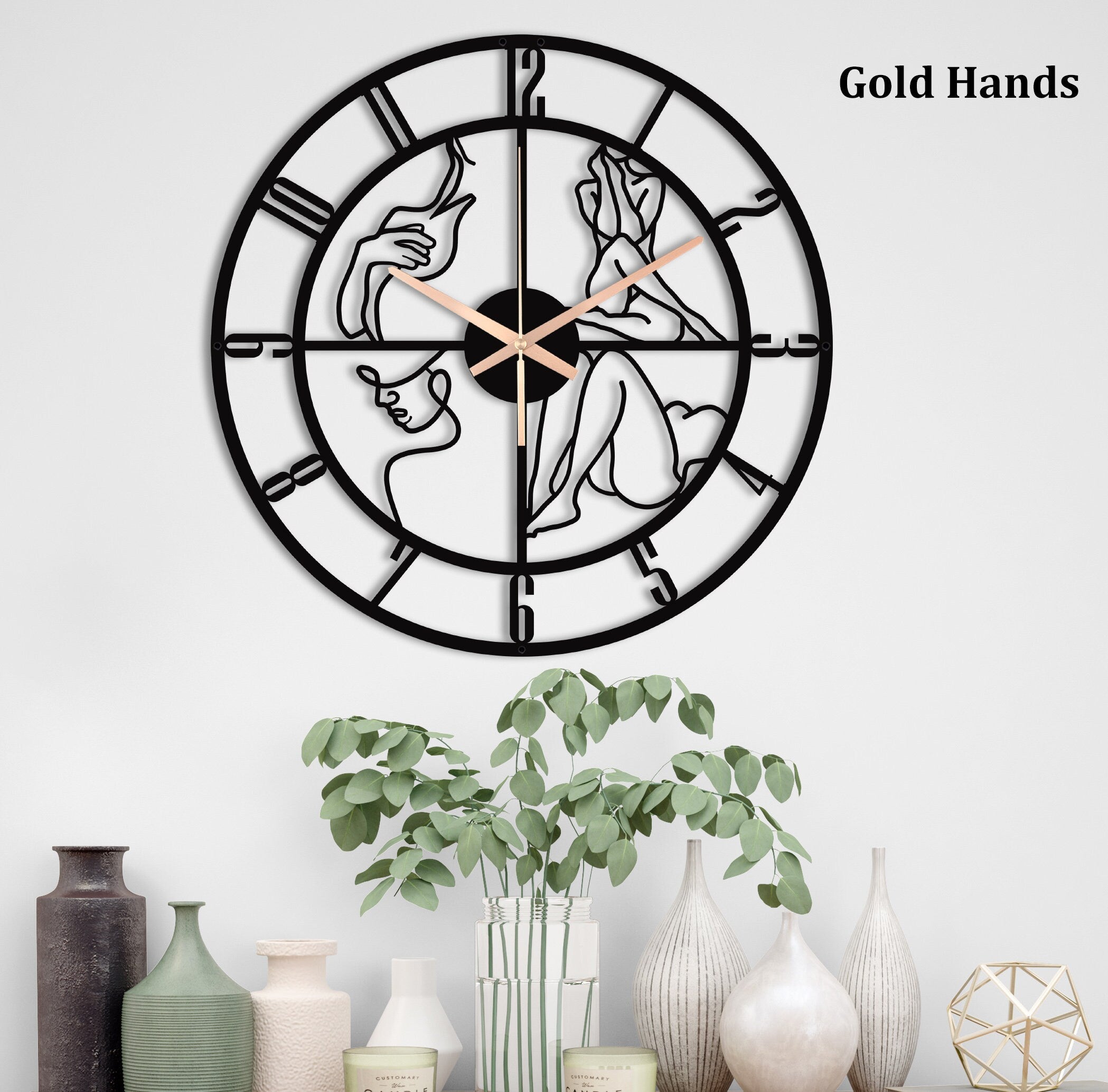 Sexy Metal Wall Clock, Nude Woman Minimalist Clock, Silent Line Art Black Wall Clock, Bedroom Wall Clock, Unique Wall Clock, Laser Cut Clock
