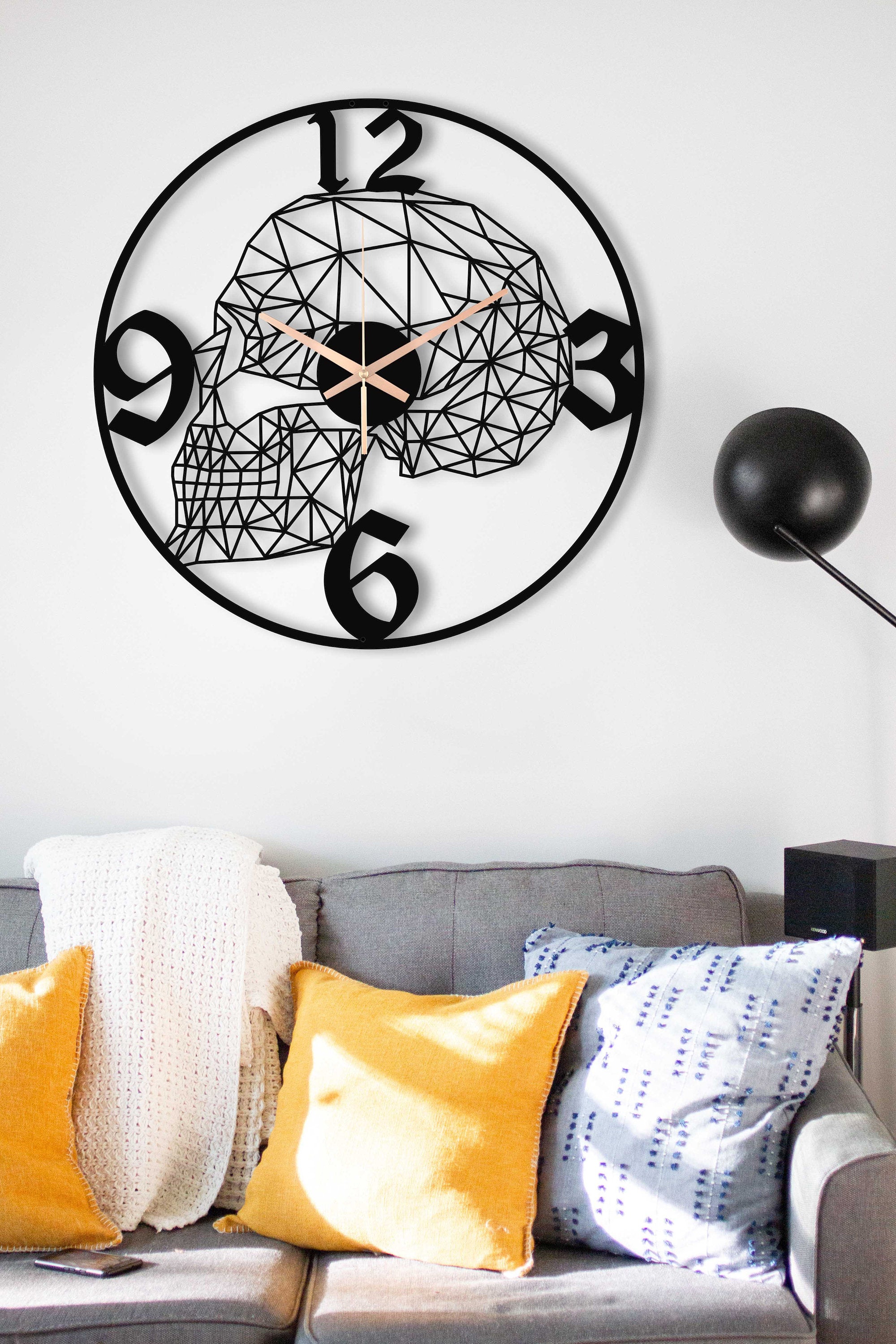 Skull Clock, Halloween Clock, Skull Large Metal Wall Clock, Gothic Wall Clock, Unique Wall Clock, Large Skull Wall Clock, Laser Cut Clock