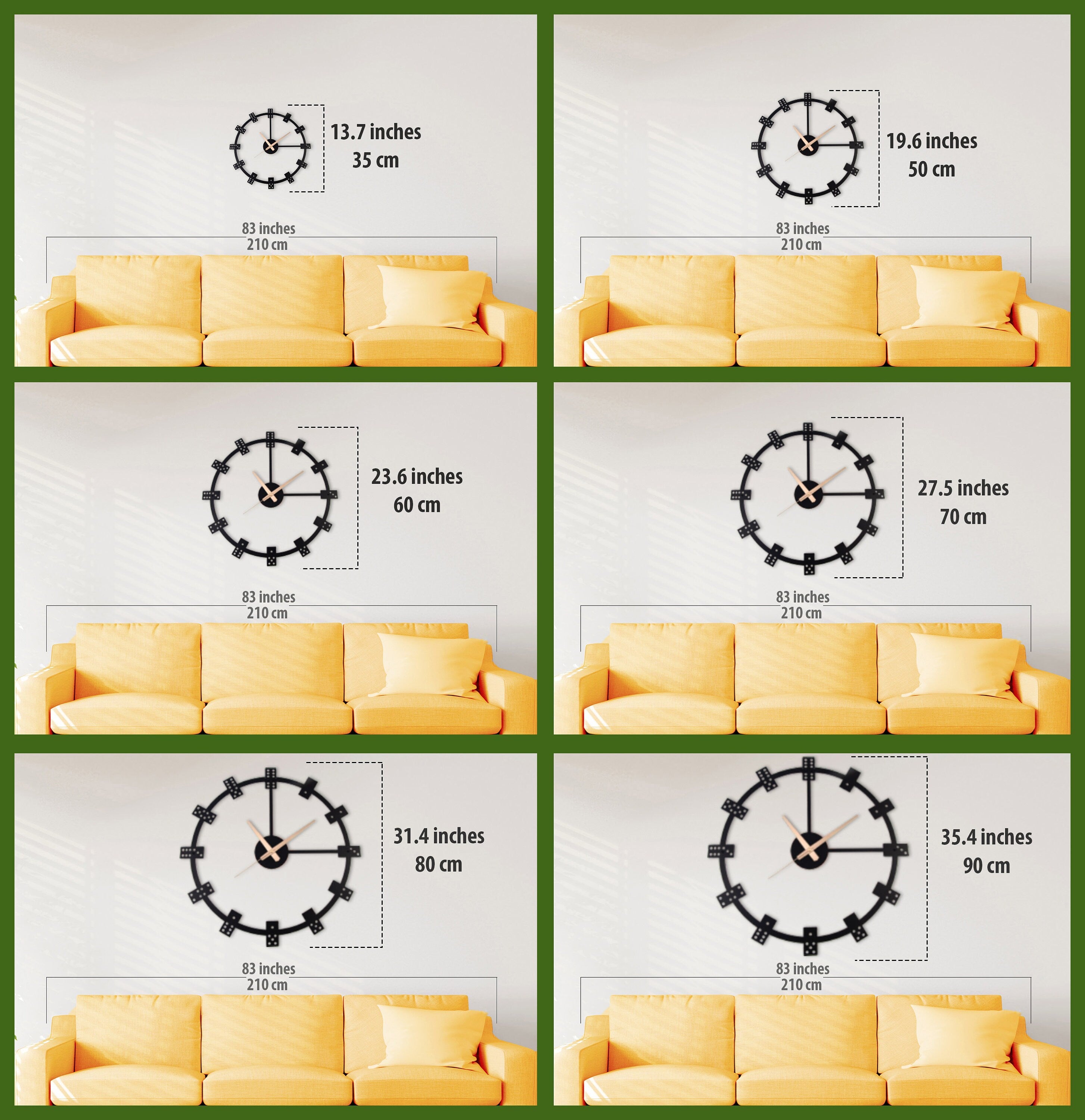 Domino Modern Wall Clock, Metal Wall Clock, Home Decor And Gifts, Unique Wall Clock, Game Room Clock, Oversized Wall Clock, Clocks For Wall