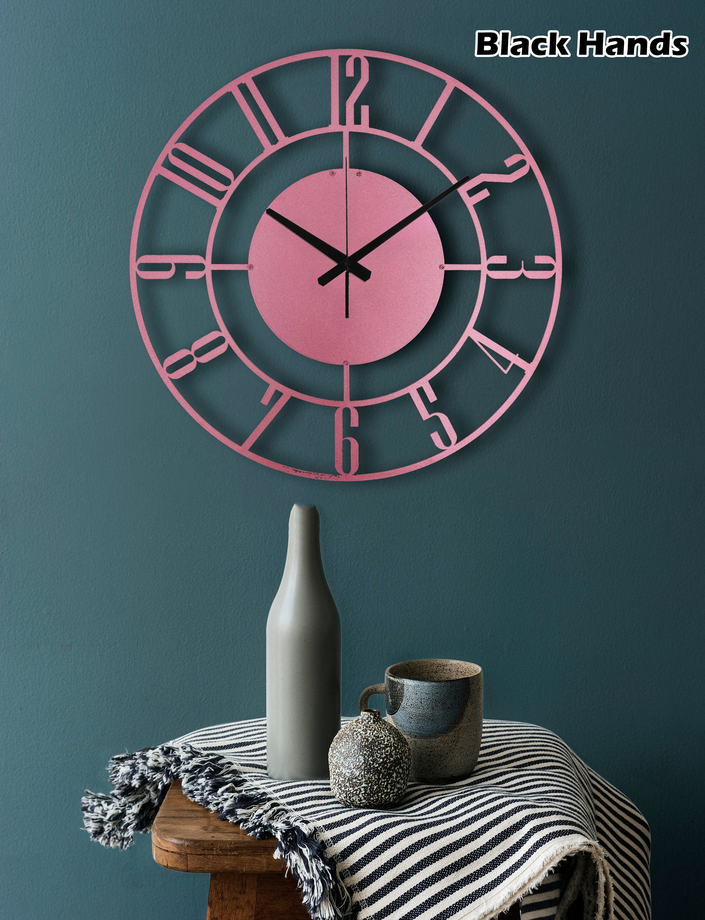 Magenta Metal Wall Clock, Large Wall Clock, Modern Wall Clock, Silent Wall Clock, Unique Wall Clock, Oversized Wall Clock, Clocks For Wall