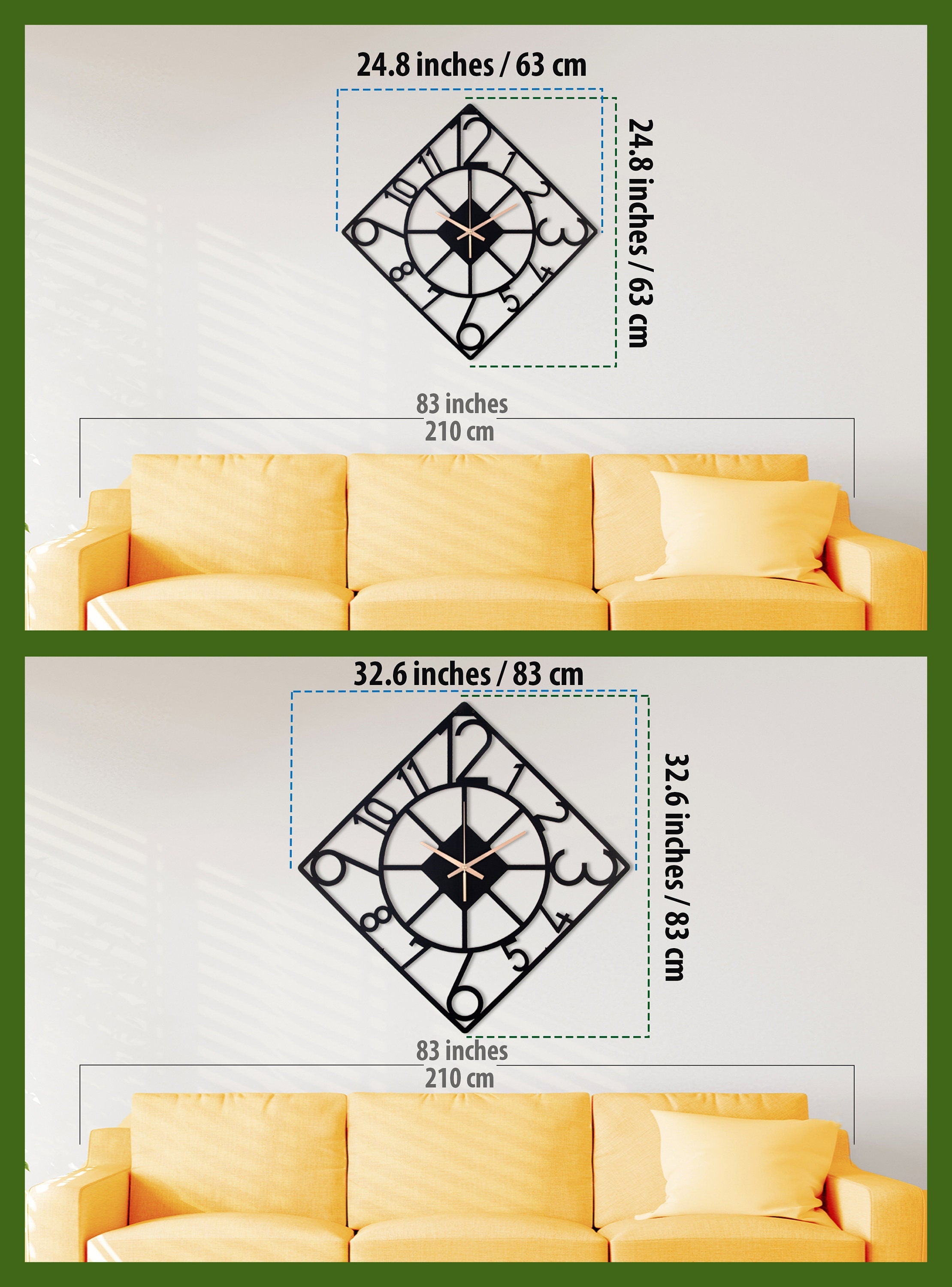 Square Wall Clock, Modern Wall Clock, Home Decor And Gifts, Unique Wall Clock, Metal Wall Clock, Outdoor Clock With Numbers, Laser Cut Clock