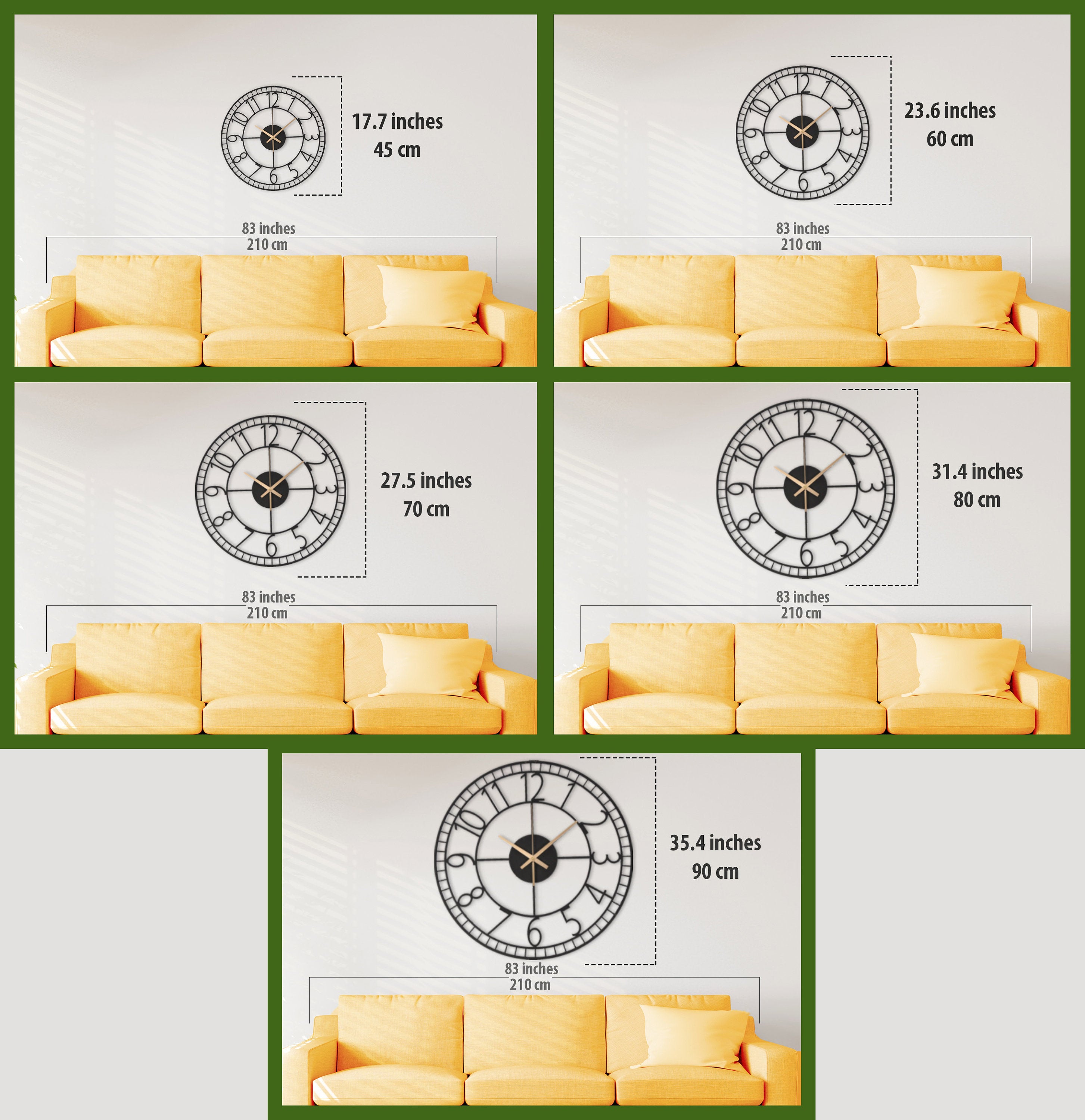 35 inch Metal Wall Clock, Extra Large Clock, Modern Wall Clock, Small Wall Clock, Outdoor Wall Clock, Unique Wall Clock, Contemporary Clock