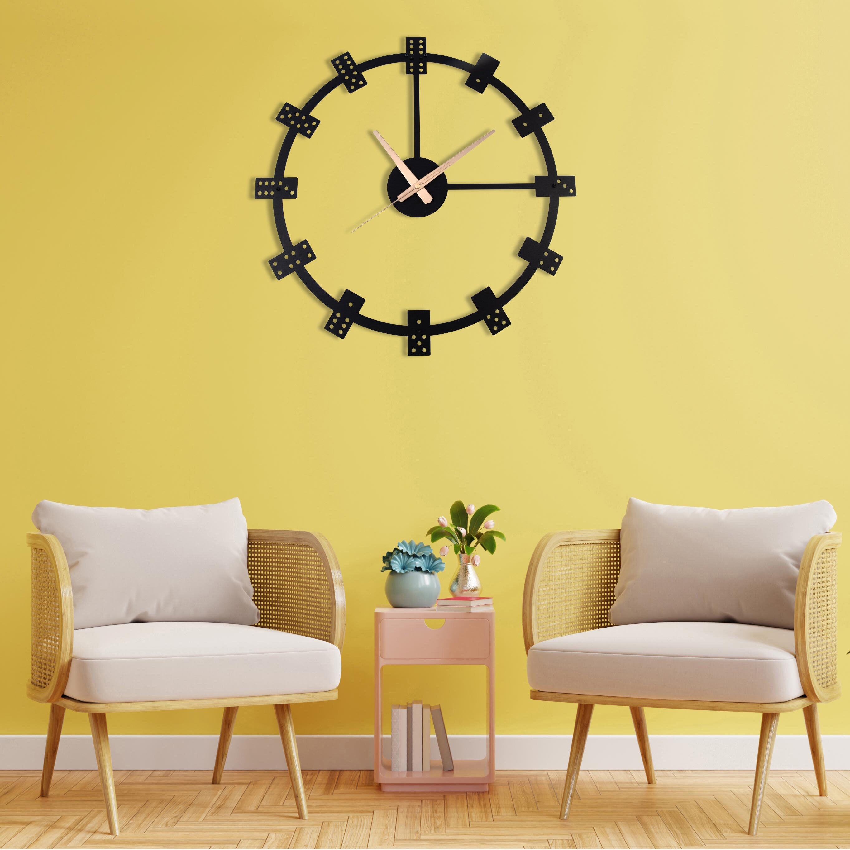 Domino Modern Wall Clock, Metal Wall Clock, Home Decor And Gifts, Unique Wall Clock, Game Room Clock, Oversized Wall Clock, Clocks For Wall