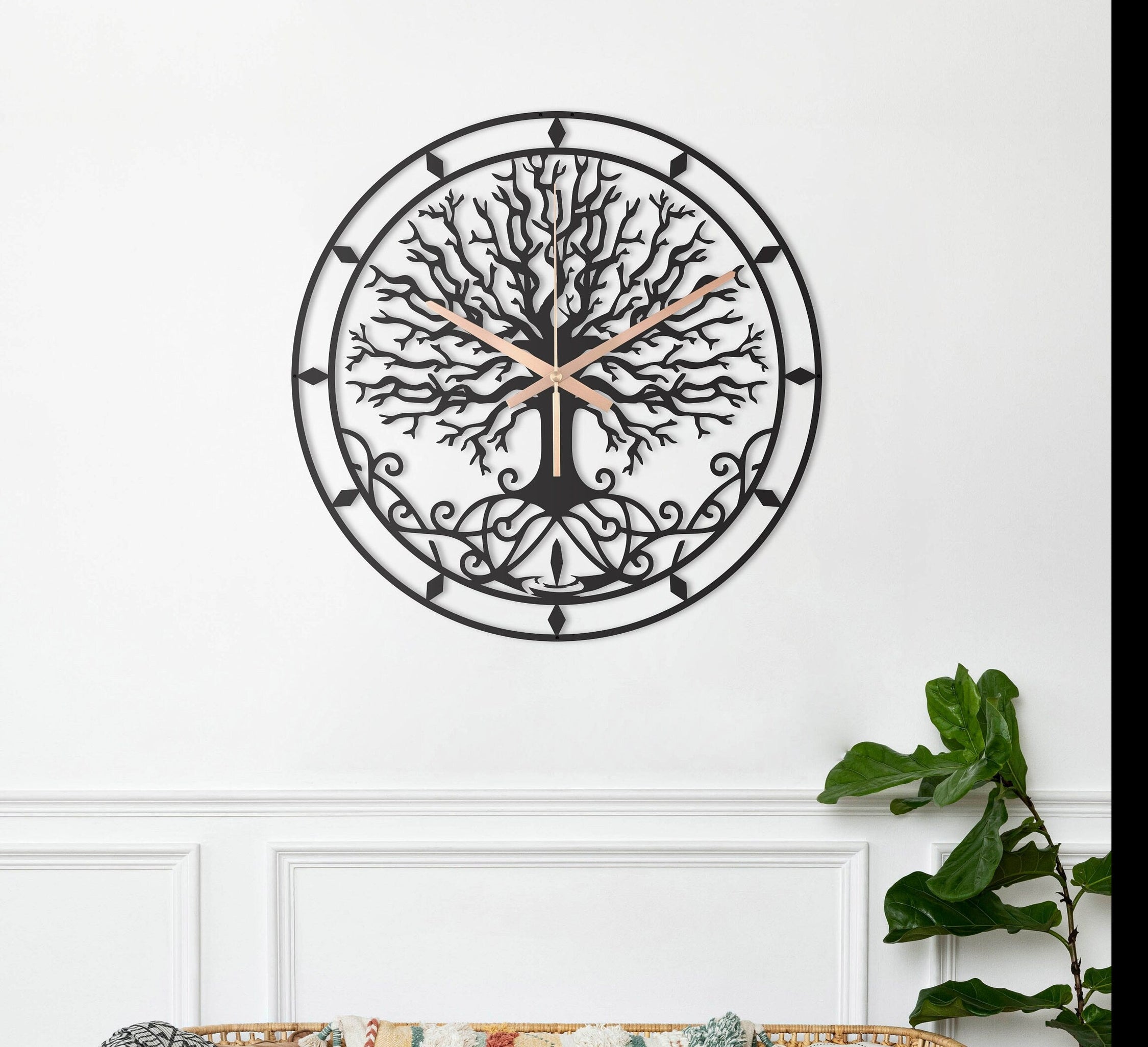 Metal Mantel Clock, Tree Of Life Clock, Large Farmhouse Wall Clock, Unique Wall Clock, Oversized Clock, Metal Wall Clock, Clocks For Wall