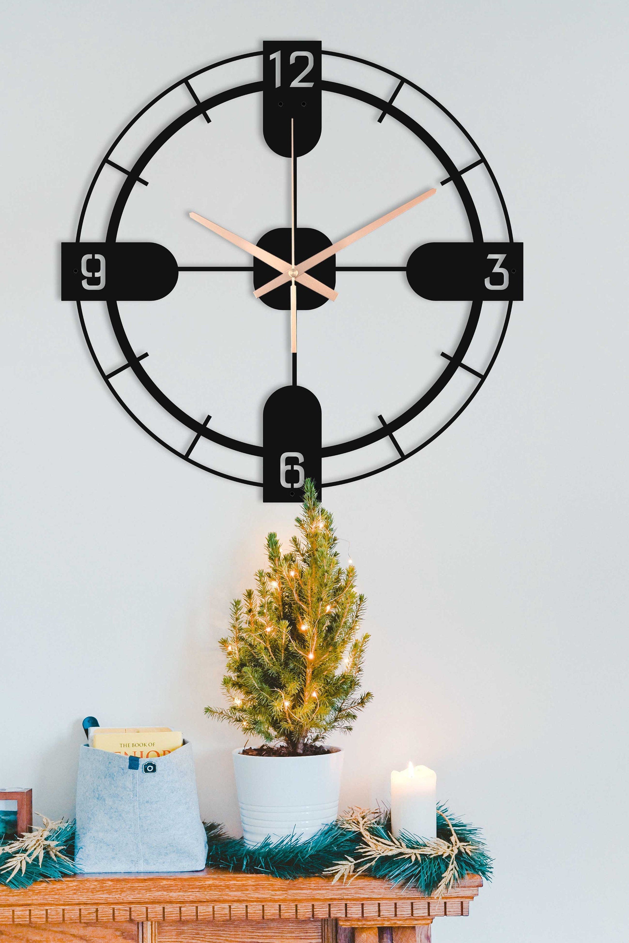 Minimalist Clock, Unique Wall Clock, Silent Wall Clock, Oversized Wall Clock, Modern Metal Wall Clock, Silent Wall Clock, Laser Cut Clock