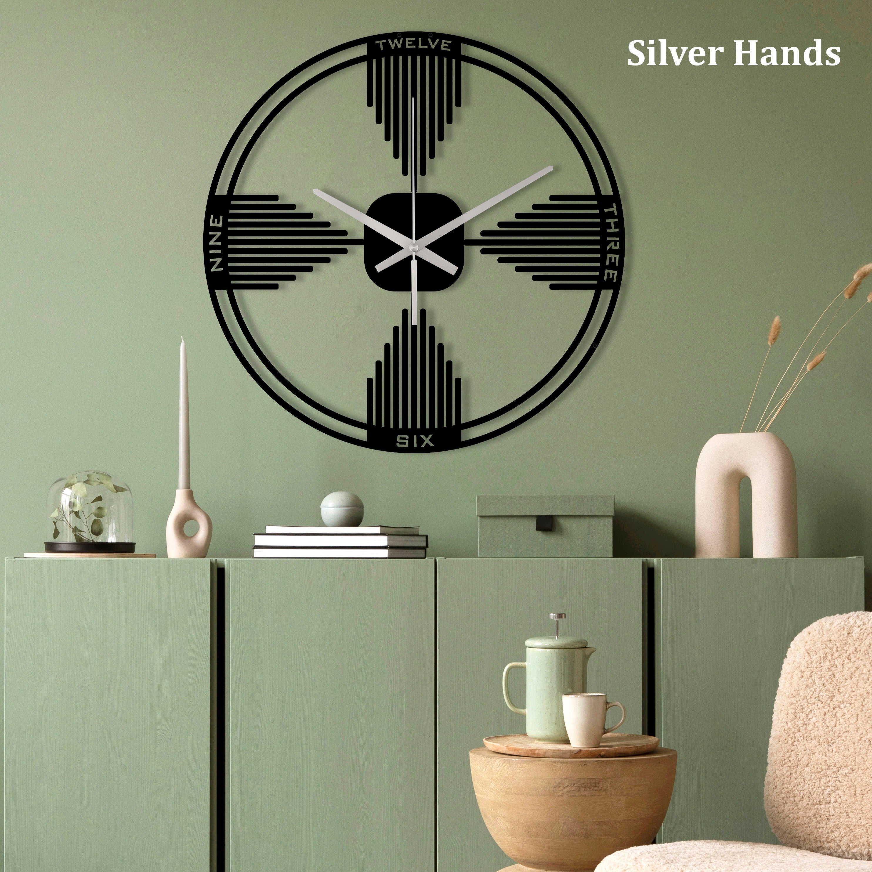 Minimalist Clock, Unique Wall Clock, Black Wall Clock, Oversized Wall Clock, Minimalist Livingroom Clock, Horloge Murale, Laser Cut Clock