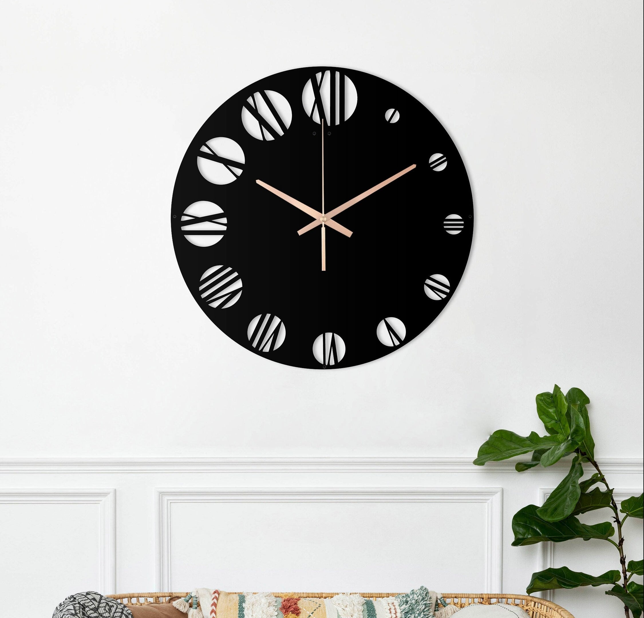 Roman Numerals Clock, Decorative Clock, Oversized Wall Clock, Metal Wall Clock, Large Round Wall Clock, Small Modern Clock, Laser Cut Clock