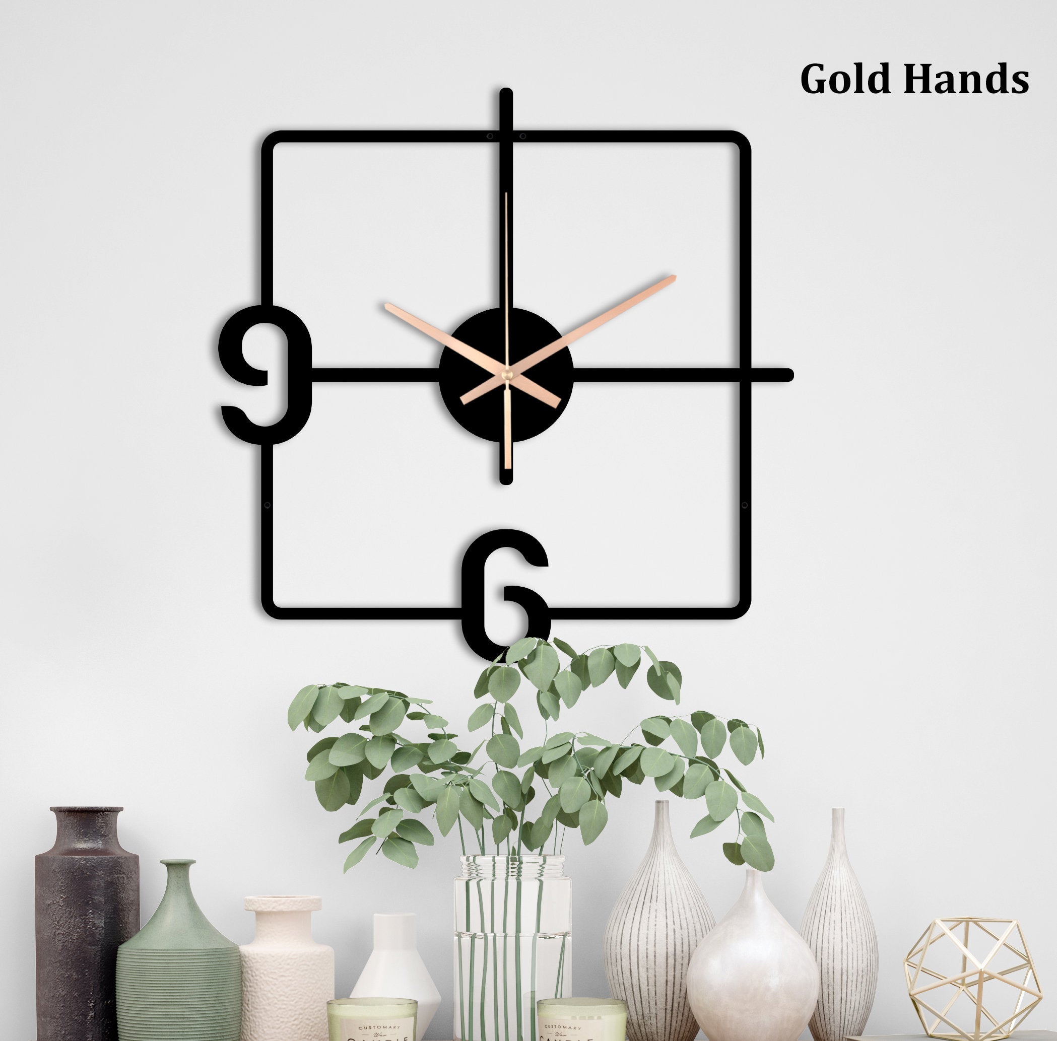 Minimalist Clock, Square Wall Clock, Unique Wall Clock, Black Metal Wall Clock, Silent Wall Clock, Home Decor And Gifts, Clocks For Wall