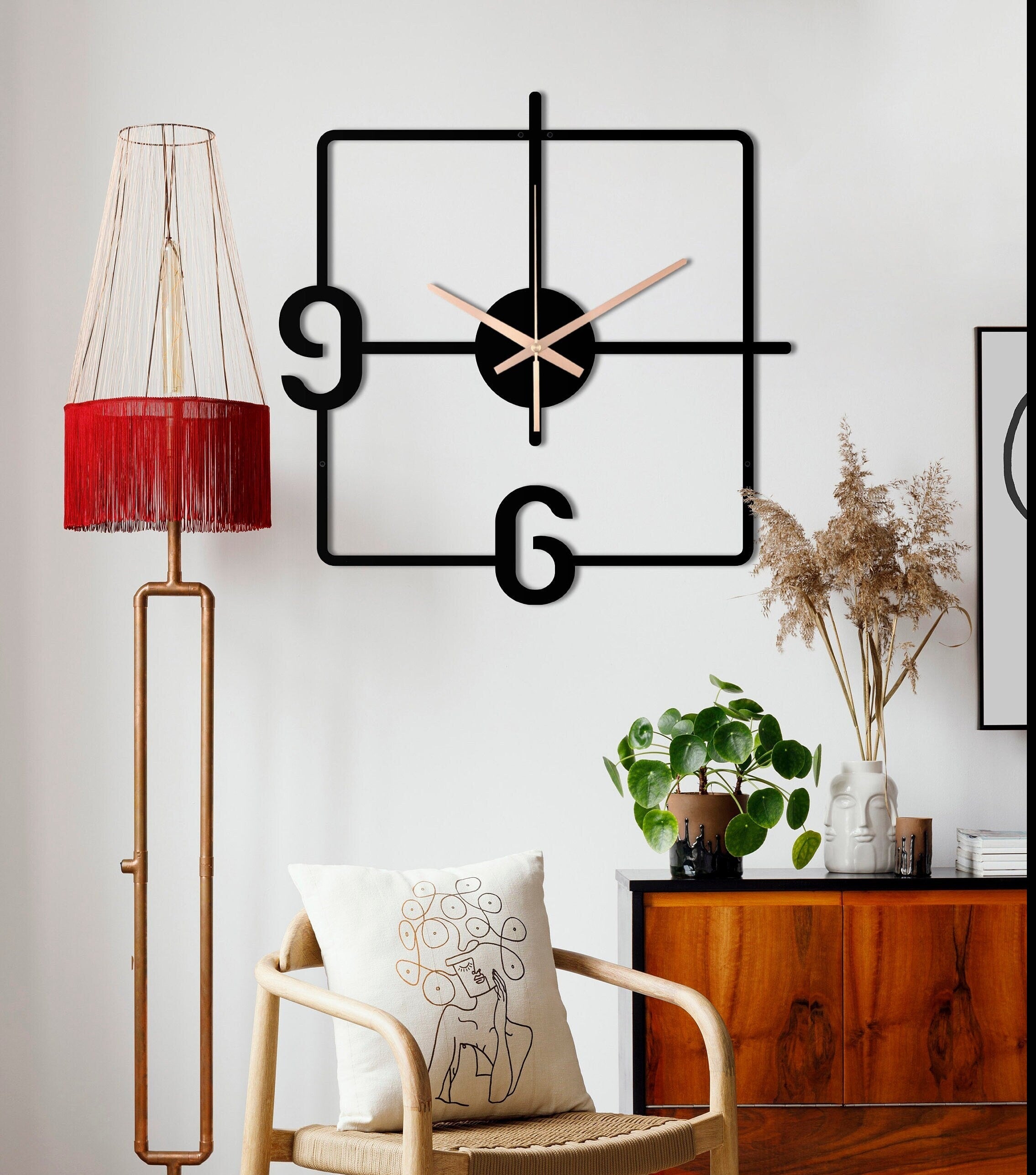 Minimalist Clock, Square Wall Clock, Unique Wall Clock, Black Metal Wall Clock, Silent Wall Clock, Home Decor And Gifts, Clocks For Wall