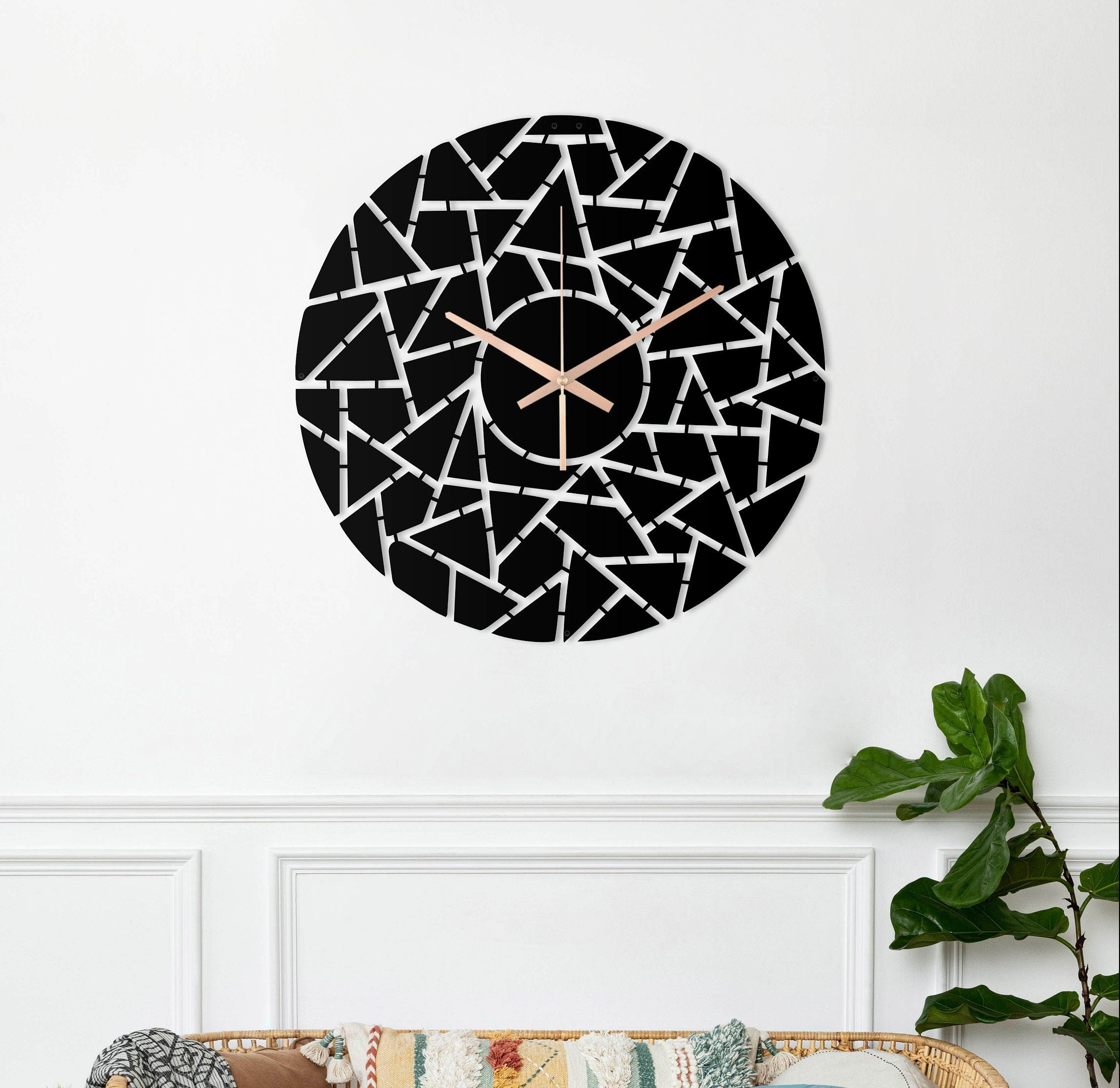 Unique Wall Clock, Modern Wall Clock, Decorative Clock, Oversized Wall Clock, Home Decor And Gifts, Large Black Wall Clock, Laser Cut Clock