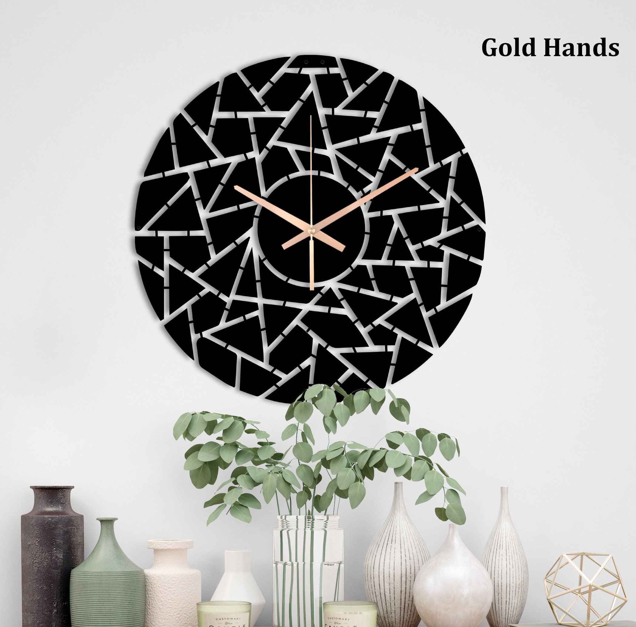Unique Wall Clock, Modern Wall Clock, Decorative Clock, Oversized Wall Clock, Home Decor And Gifts, Large Black Wall Clock, Laser Cut Clock