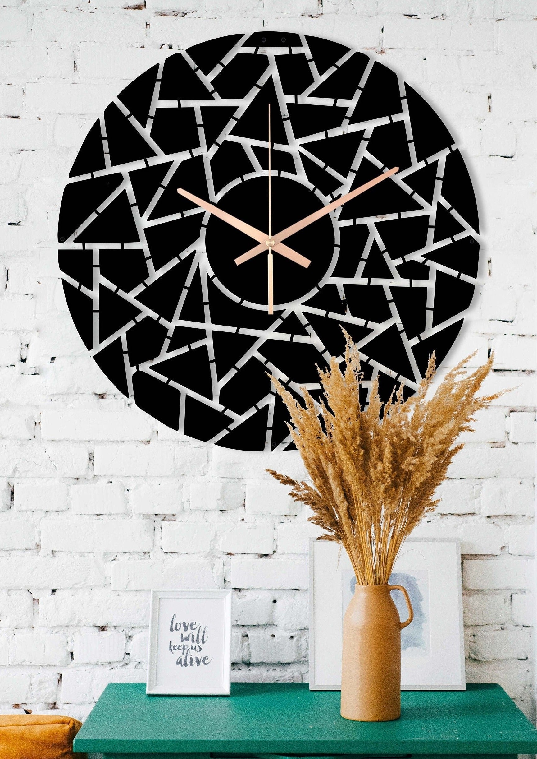Unique Wall Clock, Modern Wall Clock, Decorative Clock, Oversized Wall Clock, Home Decor And Gifts, Large Black Wall Clock, Laser Cut Clock