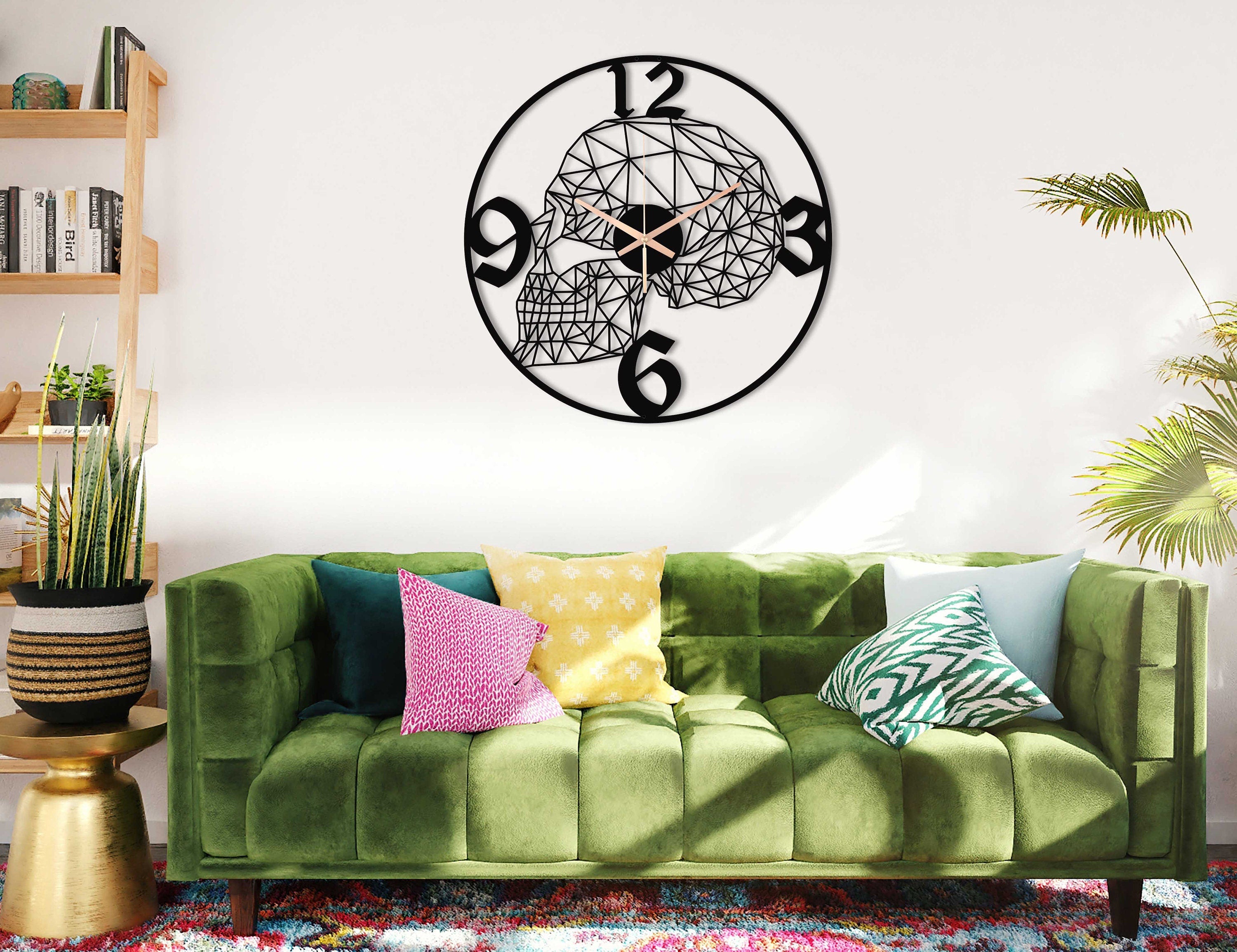 Skull Clock, Skull Oversize Wall Clock, Gothic Wall Clock, Unique Wall Clock, Silent Large Skull Wall Clock, Laser Cut Clock, Big Wall Clock