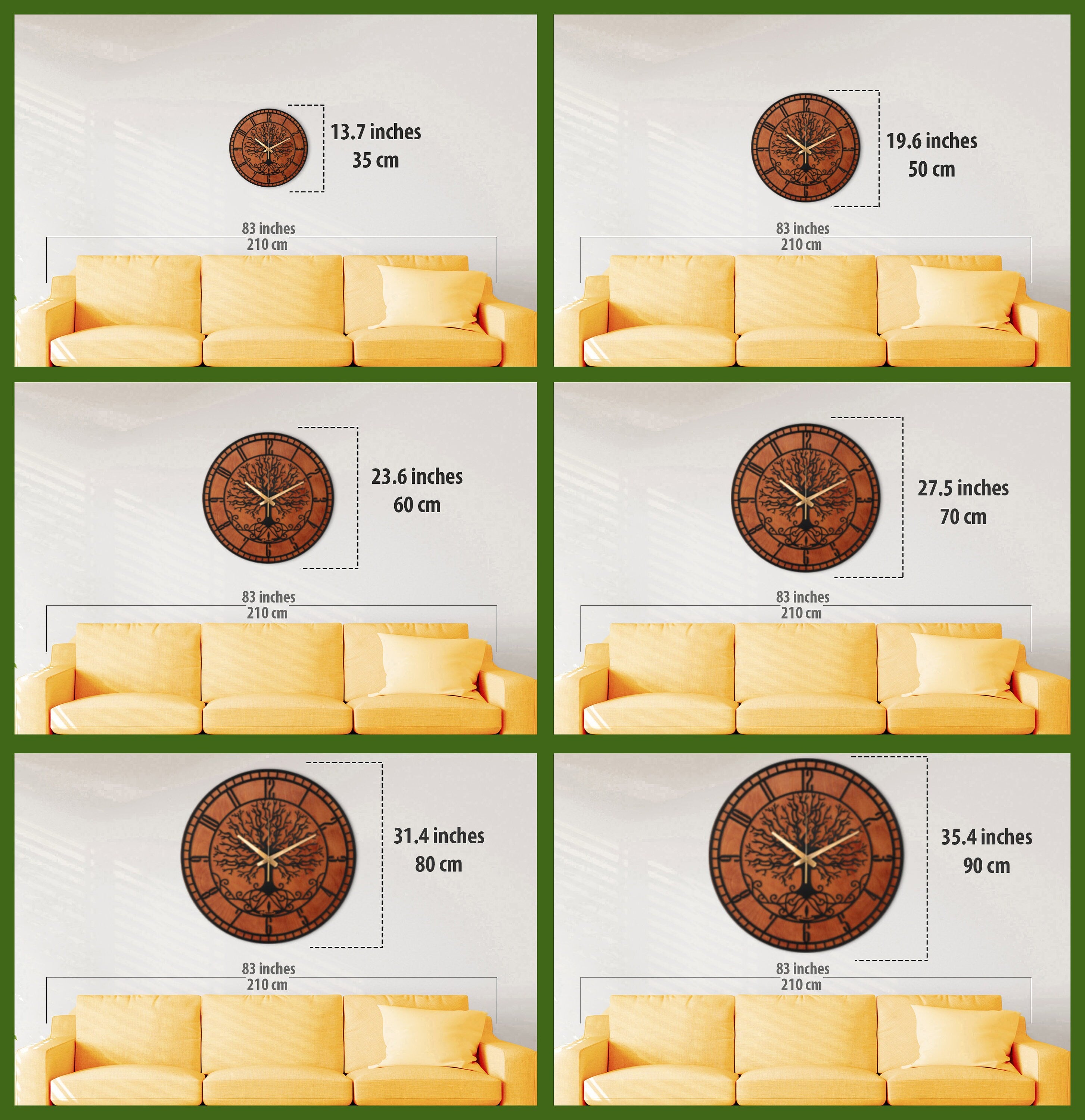 Metal And Wood Clock, Tree Of Life Clock, Oversized Wall Clock, Farmhouse Wall Clock, Unique Wall Clock, Big Wall Clock, Clocks For Wall