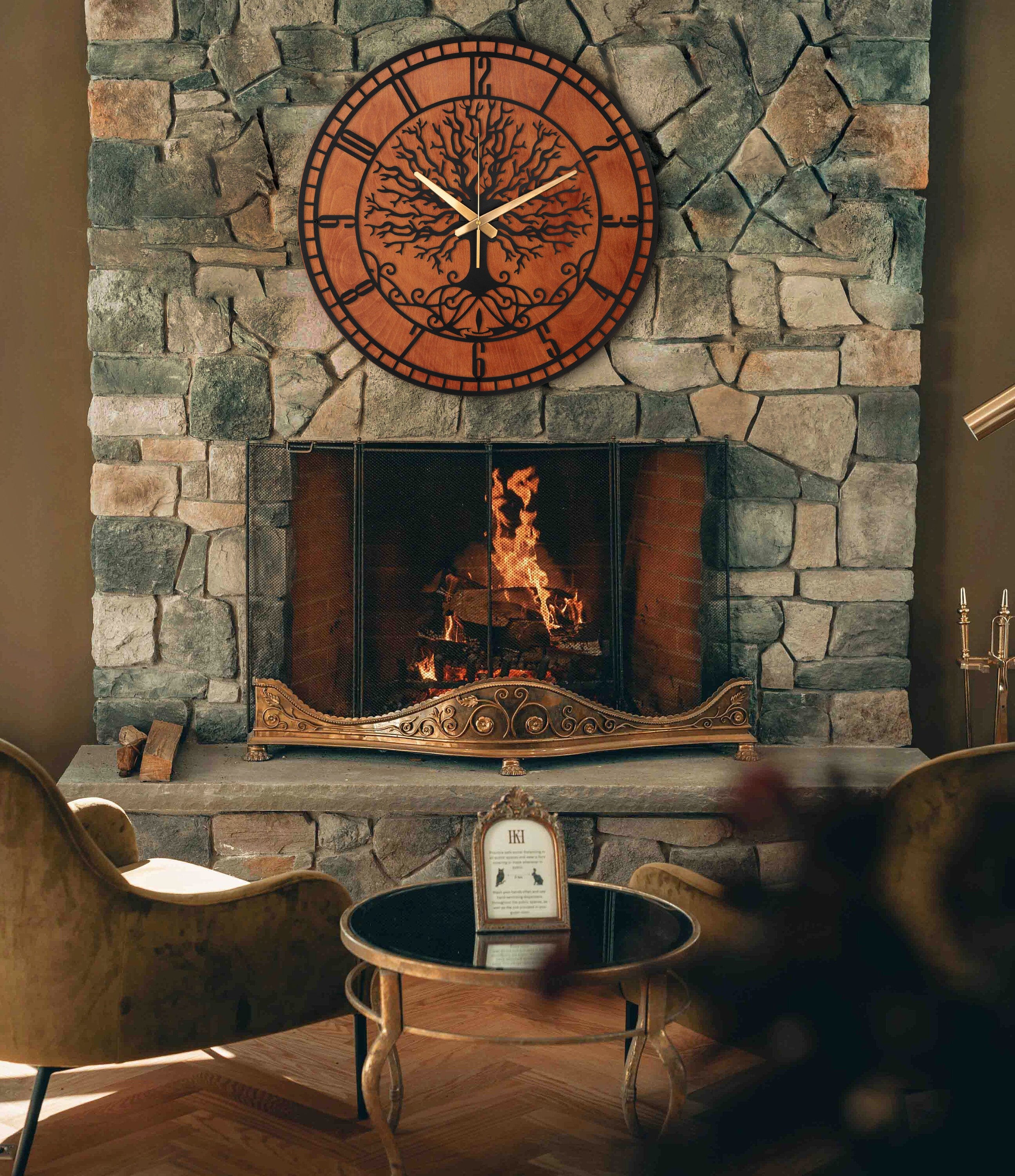 Metal And Wood Clock, Tree Of Life Clock, Oversized Wall Clock, Farmhouse Wall Clock, Unique Wall Clock, Big Wall Clock, Clocks For Wall