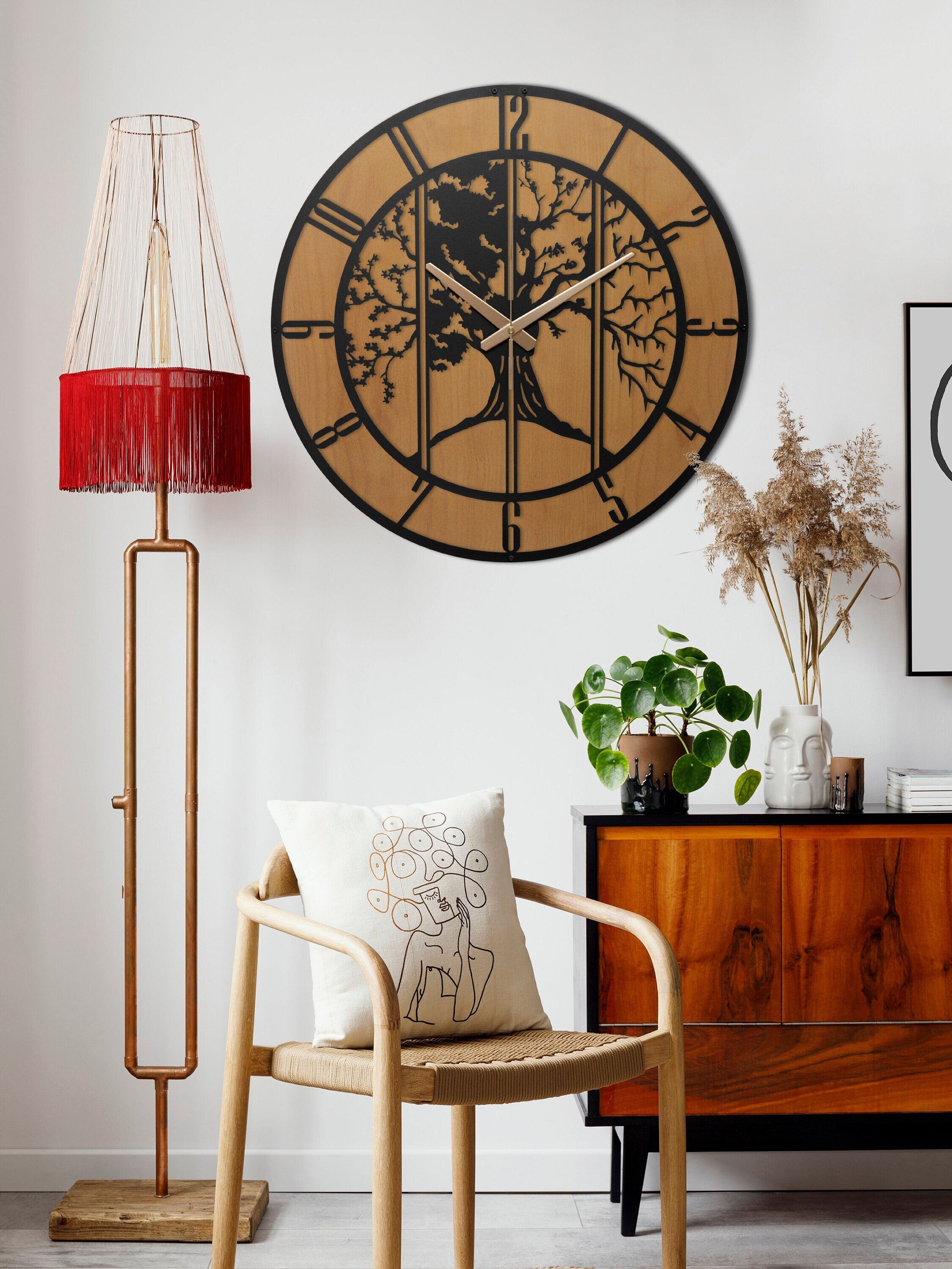 Metal And Wood Clock, Oversized Wall Clock, Farmhouse Wall Clock, Unique Wall Clock, Big Wall Clock, Silent Wall Clock, Clocks For Wall