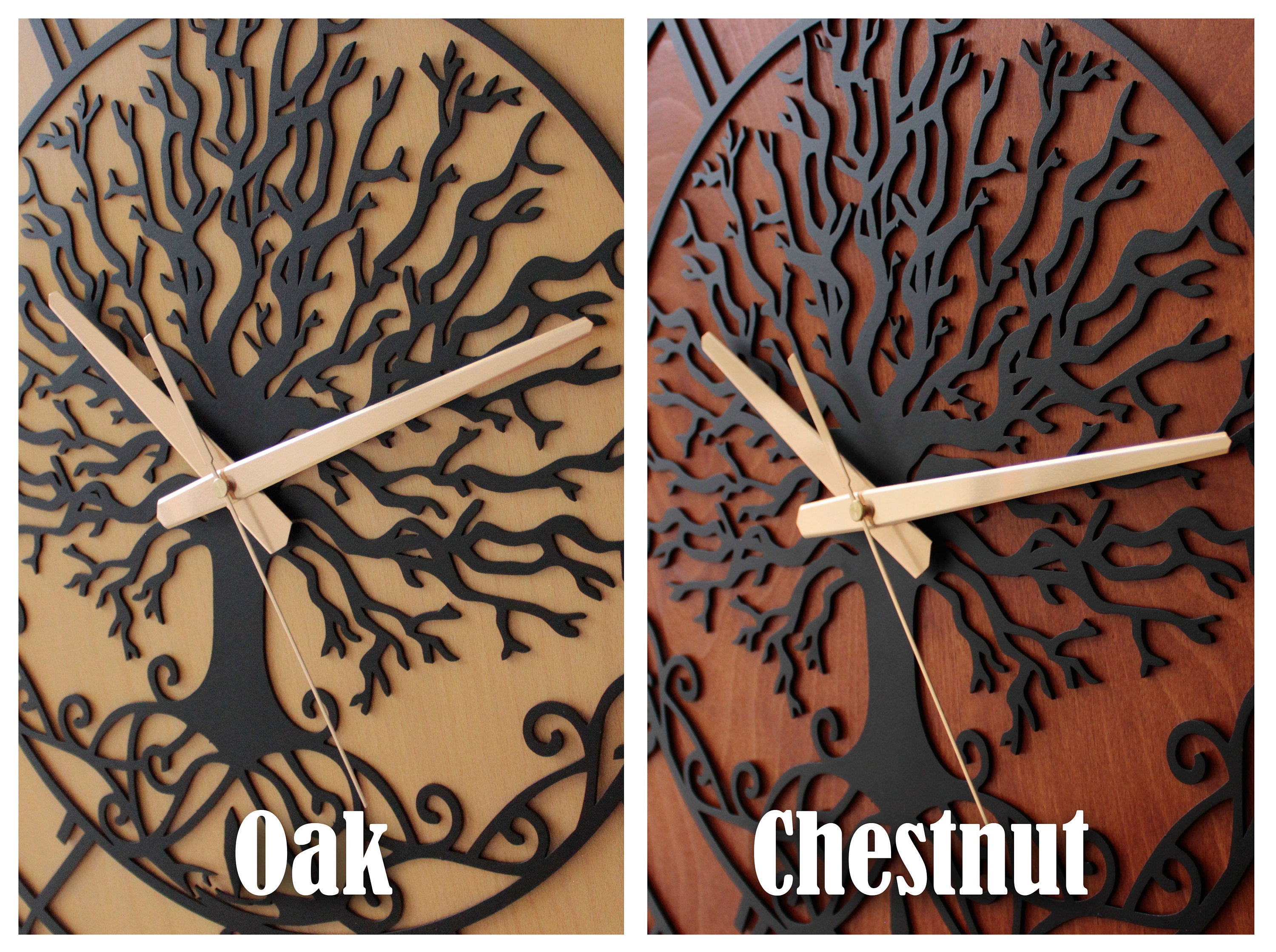Metal And Wood Clock, Tree Of Life Clock, Oversized Wall Clock, Farmhouse Wall Clock, Unique Wall Clock, Big Wall Clock, Clocks For Wall