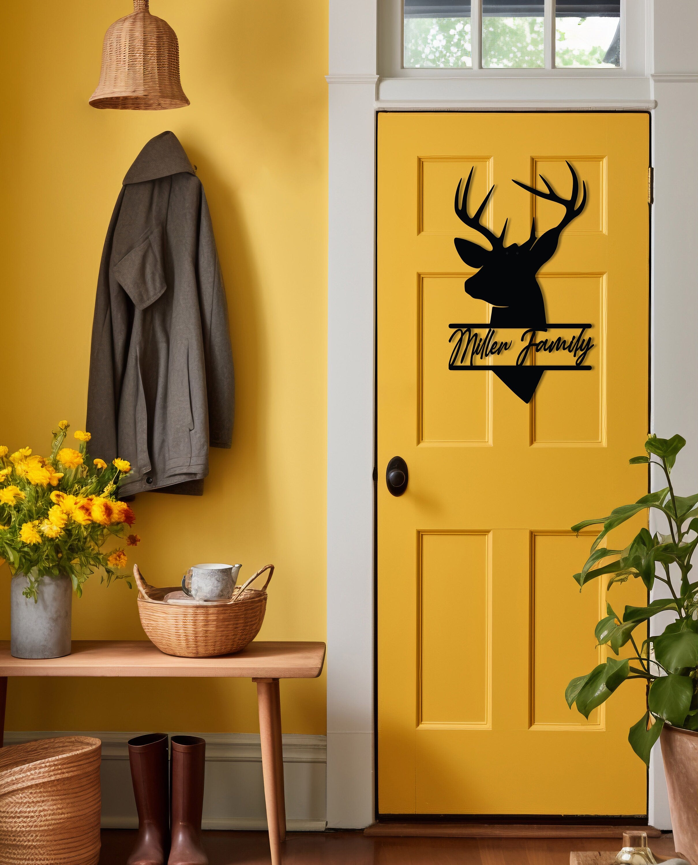 Custom Metal Sign, House Number, Last Name Metal Sign, Deer Decor, Family Metal Sign, Name Metal Sign, House Name Sign