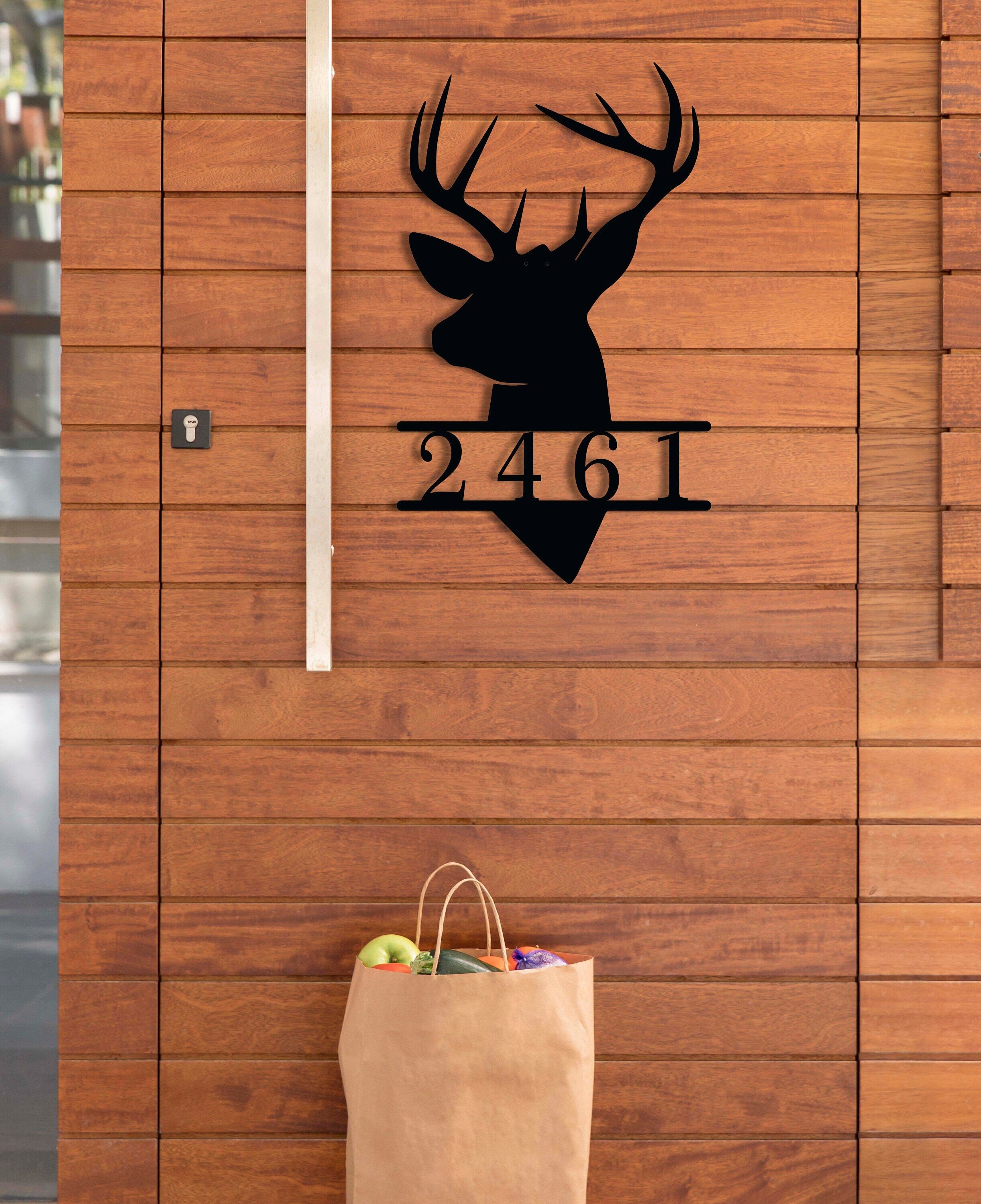 Custom Metal Sign, House Number, Last Name Metal Sign, Deer Decor, Family Metal Sign, Name Metal Sign, House Name Sign