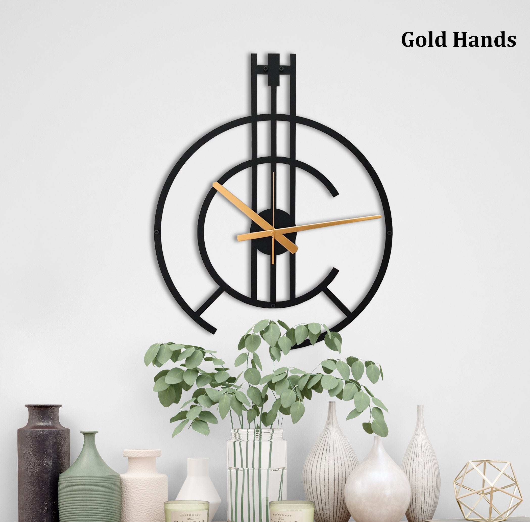 Minimalist Clock, Modern Wall Clock, Unique Wall Clock, Silent Wall Clock, Metal Wall Clock, Living Room Black Wall Clock, Clocks For Wall