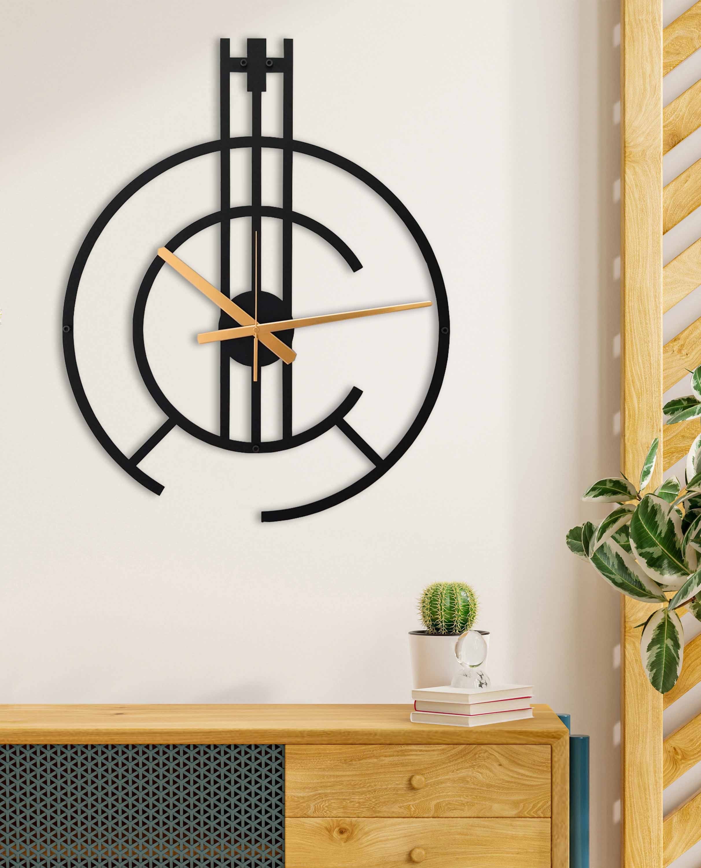 Minimalist Clock, Modern Wall Clock, Unique Wall Clock, Silent Wall Clock, Metal Wall Clock, Living Room Black Wall Clock, Clocks For Wall