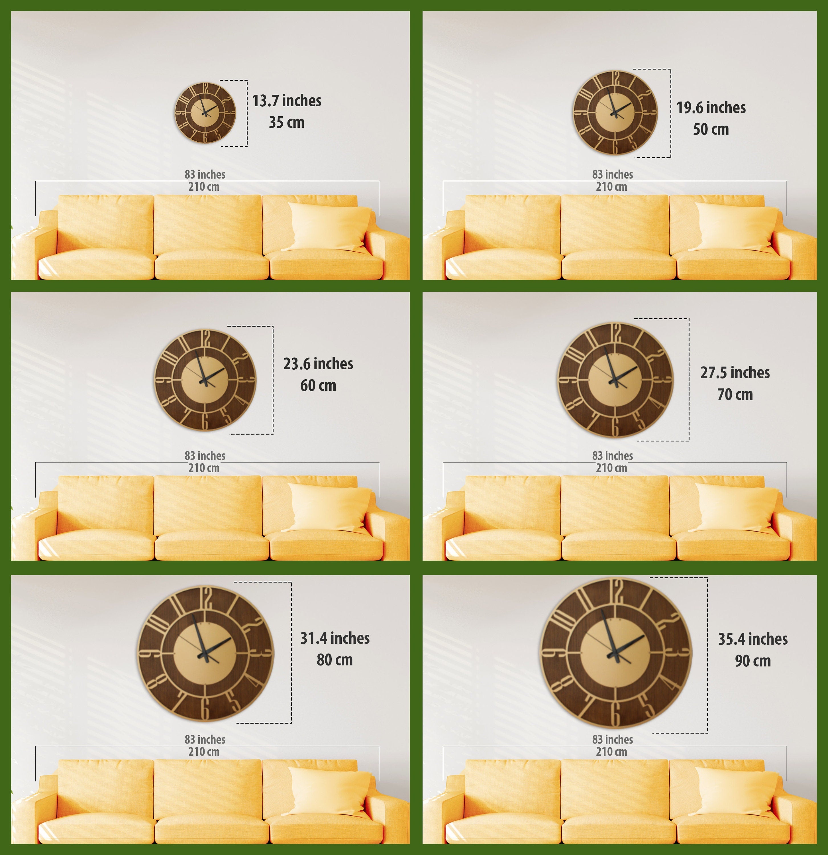 Gold Wall Clock, Metal And Walnut Wood Clock, Silent Wall Clock, Oversized Wall Clock, Farmhouse Clock, Unique Wall Clock, Clocks For Wall