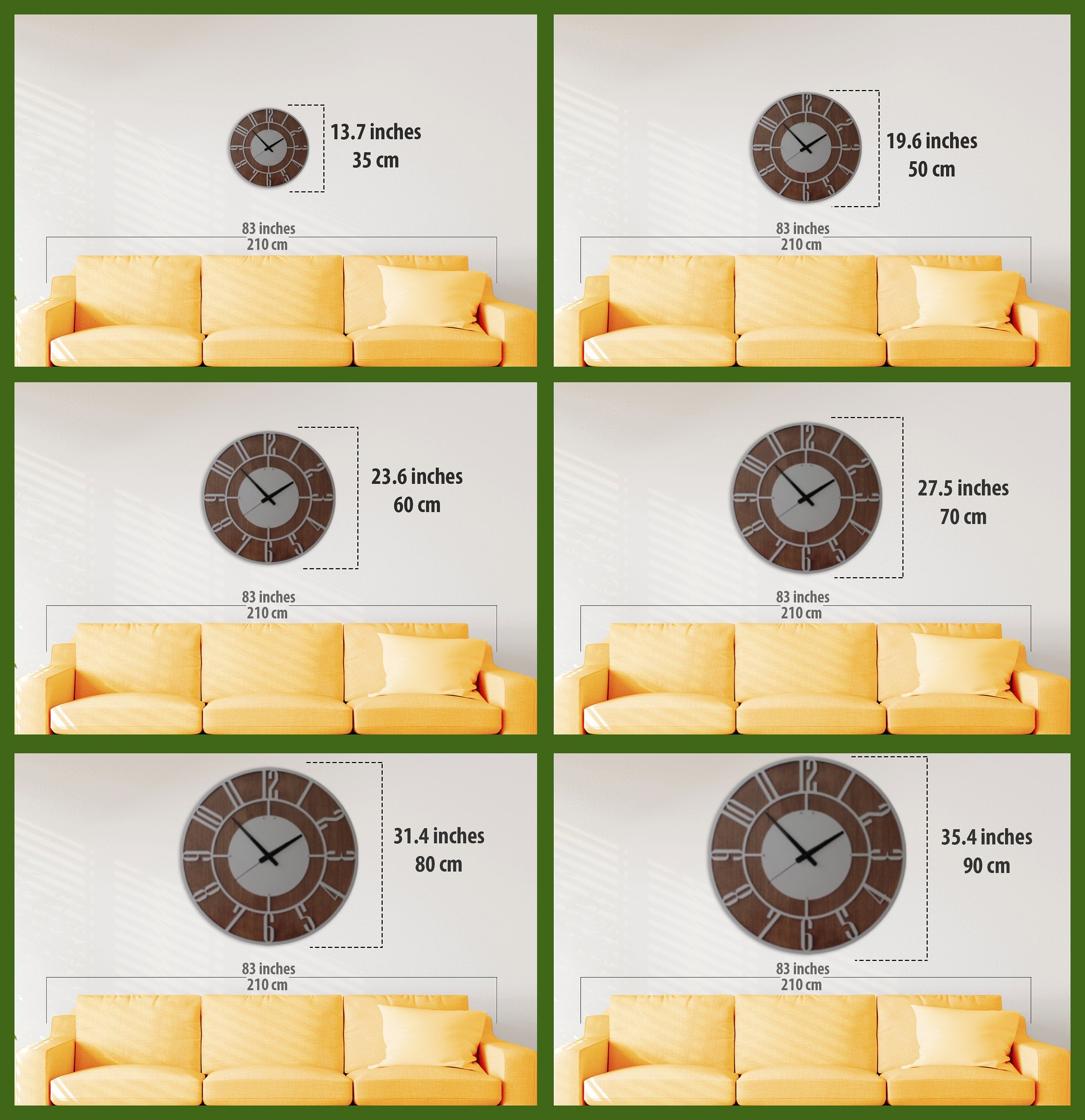 Silver Wall Clock, Metal And Walnut Wood Clock, Silent Wall Clock, Oversized Wall Clock, Farmhouse Clock, Unique Wall Clock, Clocks For Wall