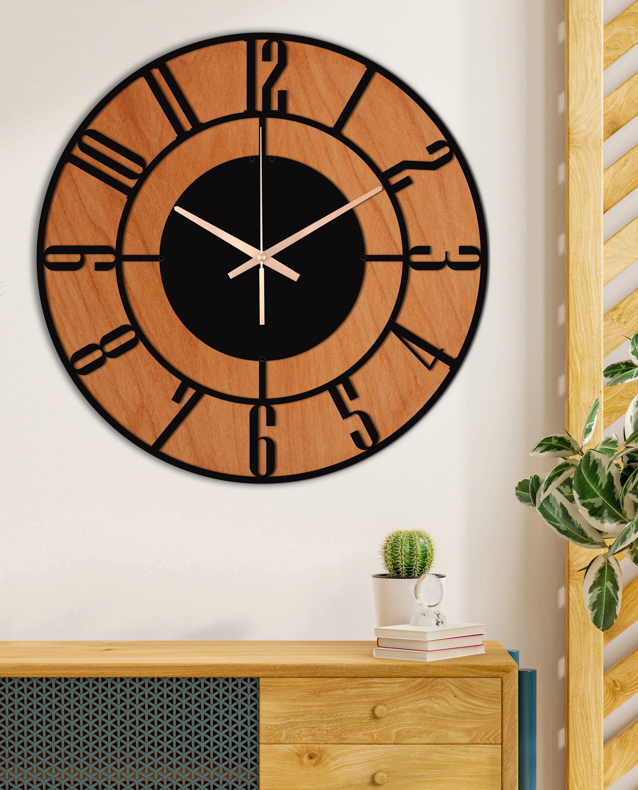 Metal And Wood Clock, Silent Wall Clock, Oversized Wall Clock, Farmhouse Wall Clock, Unique Wall Clock, Big Wall Clock, Clocks For Wall