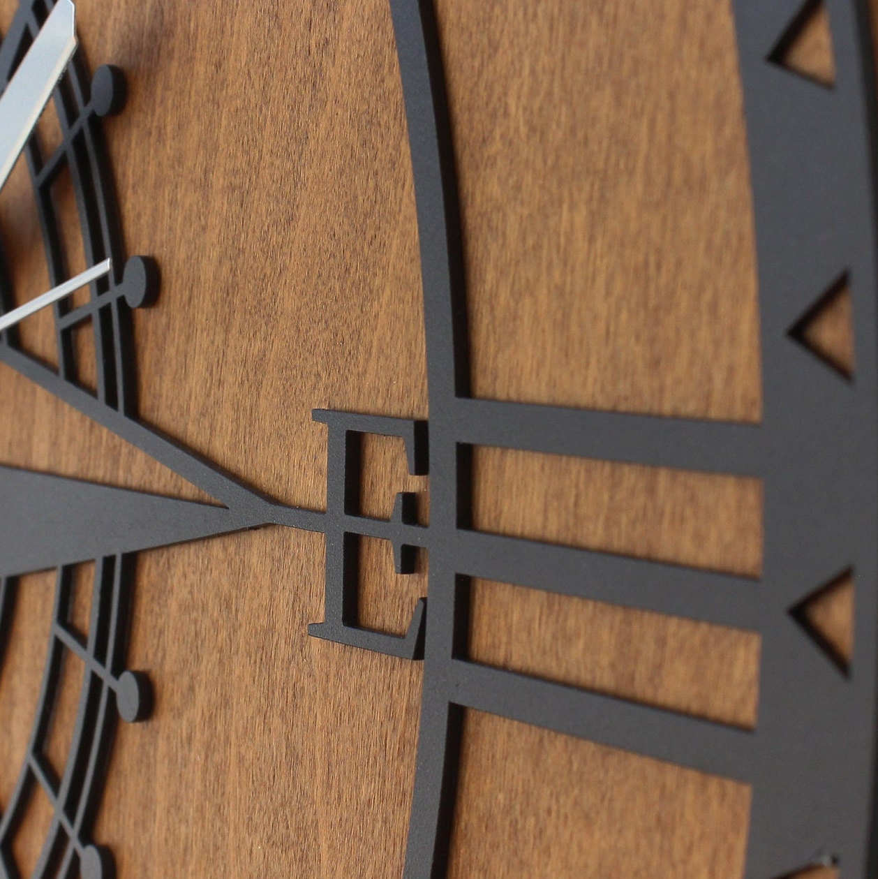 Wooden Metal Wall Clock, Compass Wall Clock, Silent Wall Clock, Oversized Wall Clock, Unique Wall Clock, Small Clock For Wall Home Decore