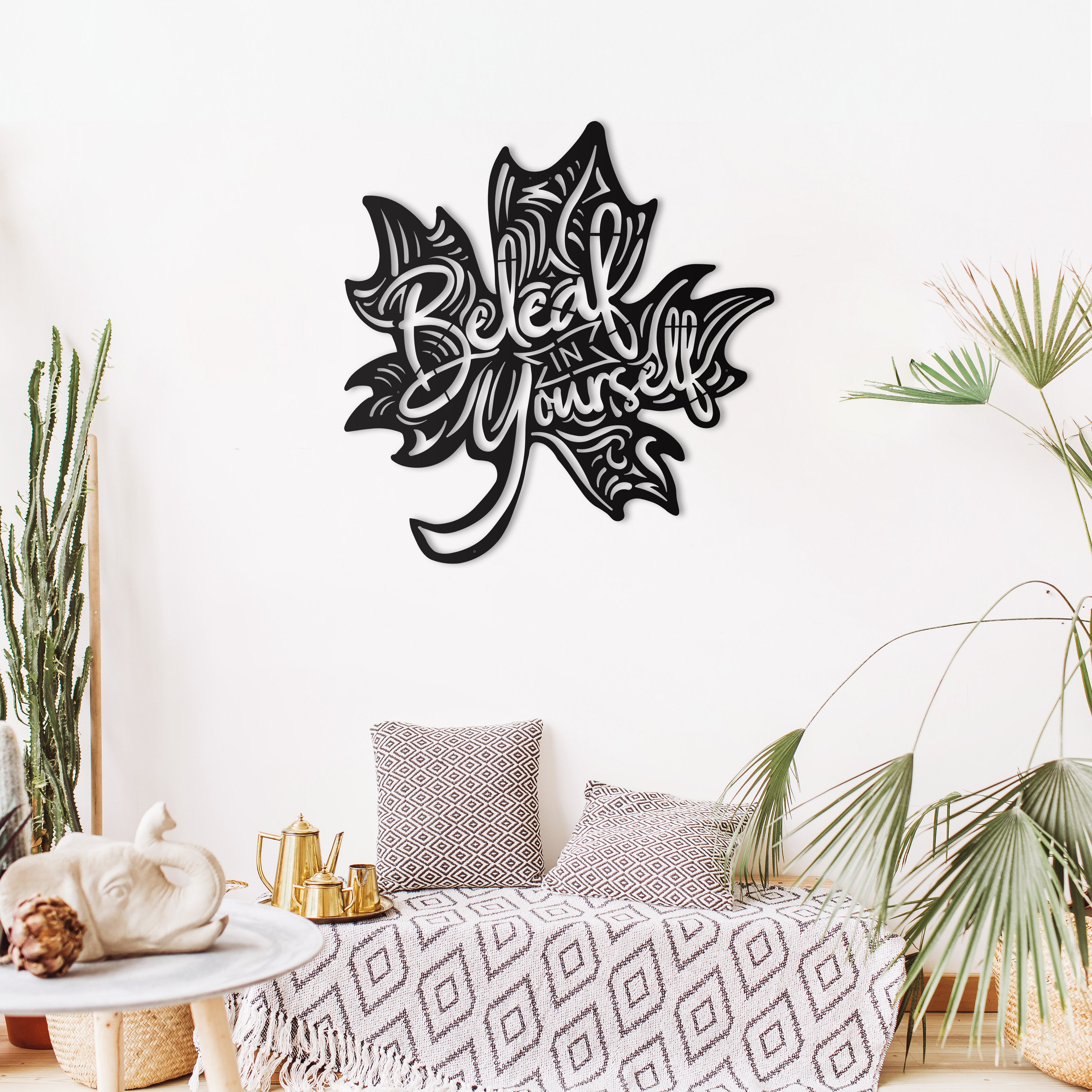 Motivational Leaf Oversize Wall Decor/Living Room Wall Decor Anniversary Gift New Home Gift Wedding Gift