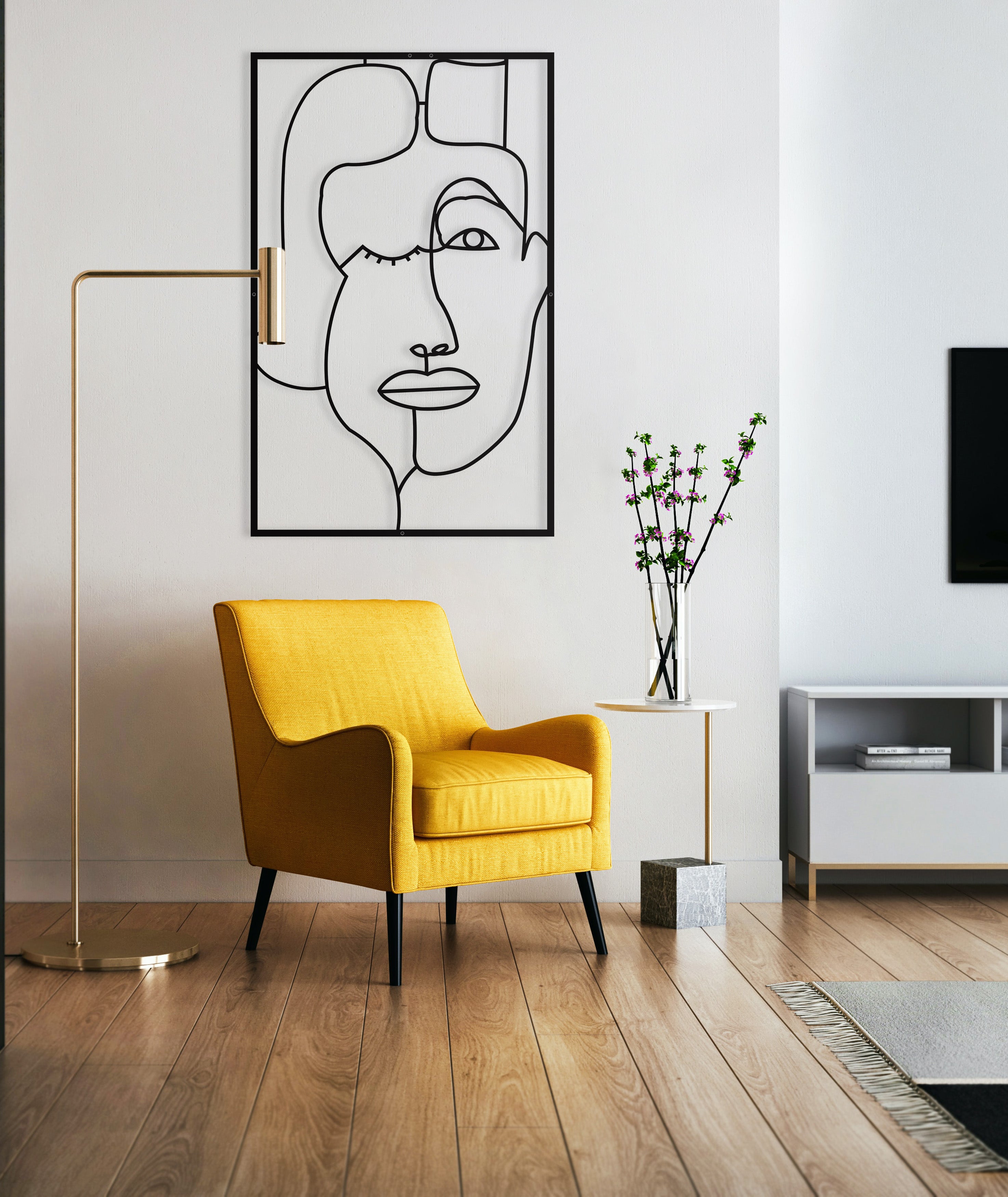 Minimal Decor,Abstract Woman Face Metal Wall Decor,Living Room Wall Hanging Decor,Chic New Home Gift Idea Modern House Minimalist Wall Art